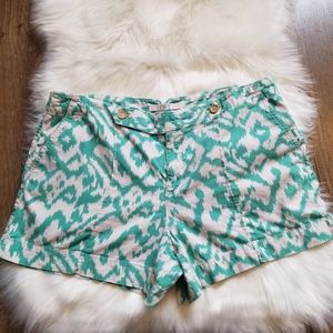 LOFT LINEN BLEND TURQUOISE AND WHITE SHORTS